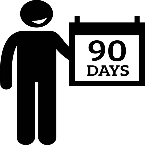 ソリッドスタイルでの90日カレンダーの日付アイコン — ストックベクタ