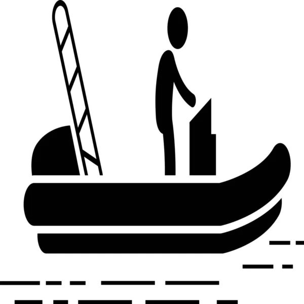 Boat Inflatable Motor Icon Solid Style — Wektor stockowy