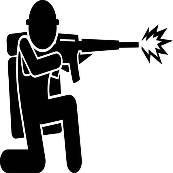 Attack Fire Gun Icon Solid Style — Stock Vector