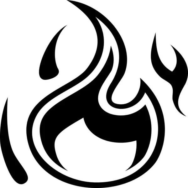Llama Fuego Icono Sólido Estilo Sólido — Vector de stock