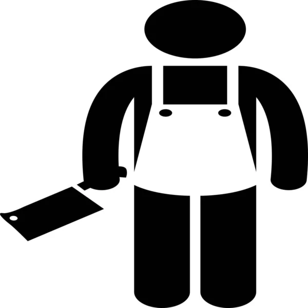 Butcher Knife Man Icon Solid Style — Vettoriale Stock