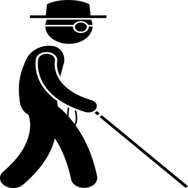 Blind Man Stick Icon Solid Style — Stock Vector
