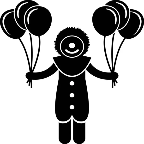 Balloon Clown Party Icon Solid Style —  Vetores de Stock