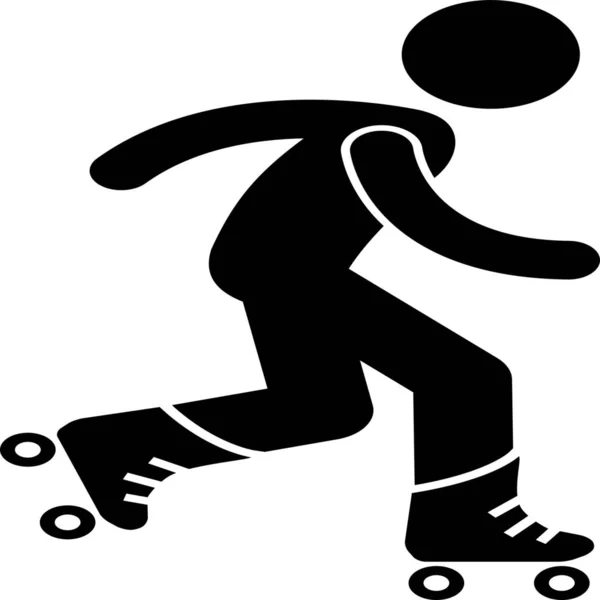 Roller Skater Skates Icon Solid Style — 图库矢量图片