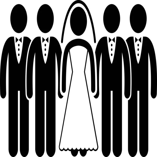 Husband Many Polygamy Icon Solid Style — Image vectorielle