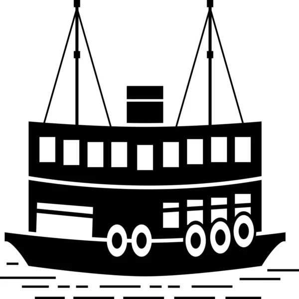 Barco Ferry Navio Ícone Estilo Sólido —  Vetores de Stock