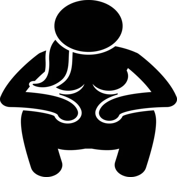 Girl Squat Squatting Icon Solid Style — Vettoriale Stock