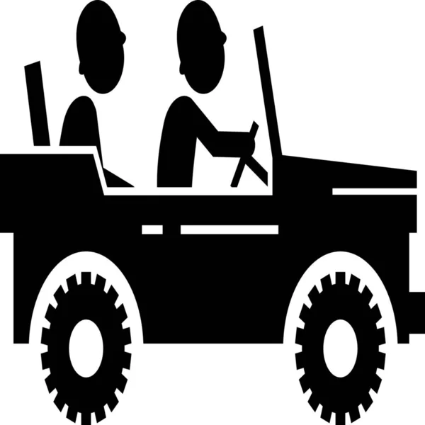 Army Car Jeep Icon Solid Style — 图库矢量图片