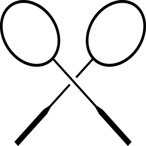 Badminton Logo Racket Icoon Massieve Stijl — Stockvector