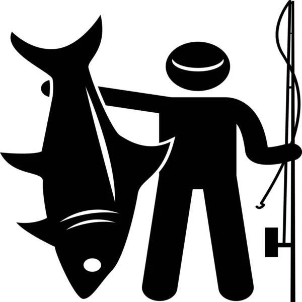 Gran Captura Icono Pescado Estilo Sólido — Vector de stock