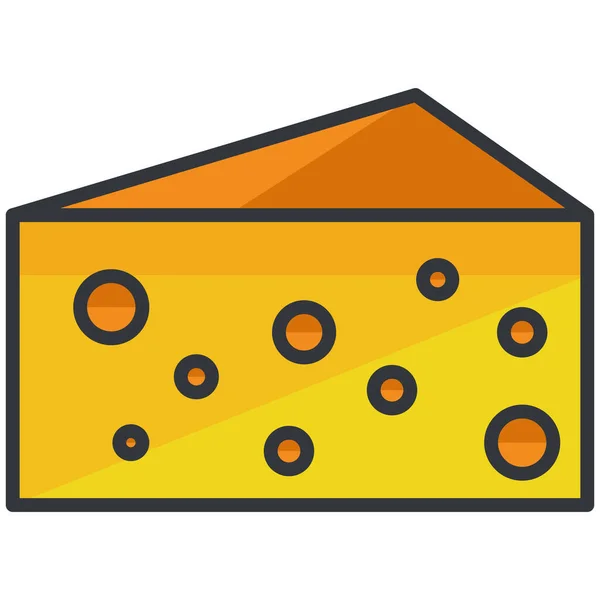 朝食チーズ乳製品のアイコンフルアウトラインスタイル — ストックベクタ