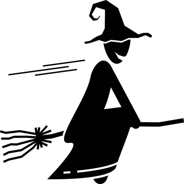 Broom Broomstick Fly Icon Solid Style — Stok Vektör