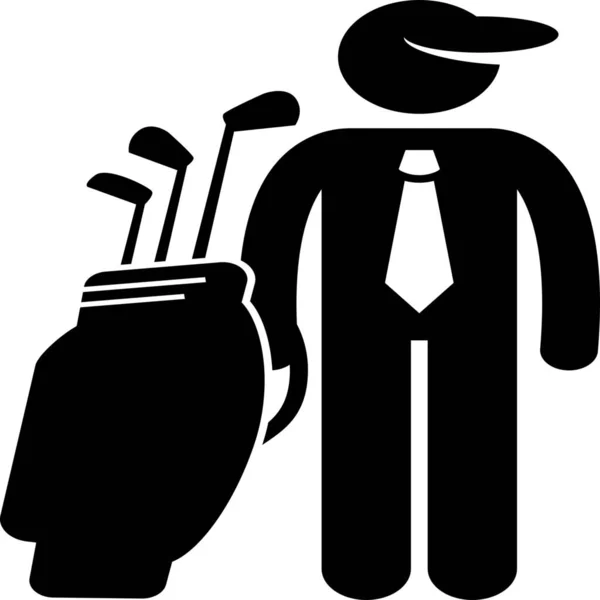 Bolsa Hombre Negocios Icono Golf Estilo Sólido — Vector de stock