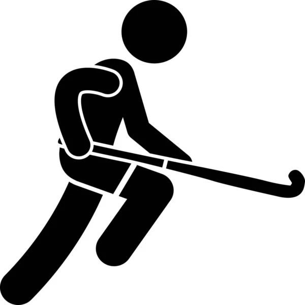 Giocatore Hockey Giocare Icona Stile Solid — Vettoriale Stock