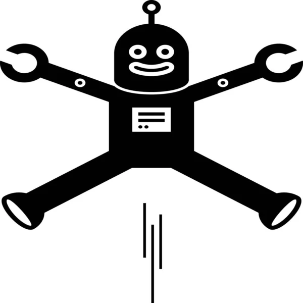 Jump Jumping Robot Icon Solid Style — Stok Vektör