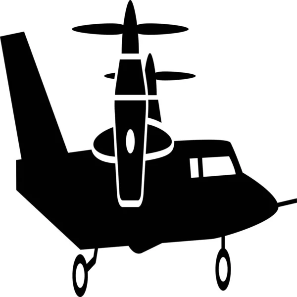 Flugzeug Tiltrotor Symbol Solid Stil — Stockvektor