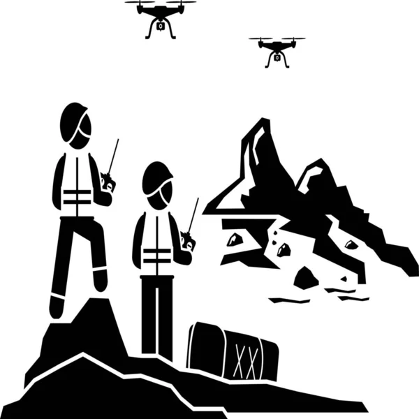 Icono Búsqueda Emergencia Drones — Archivo Imágenes Vectoriales