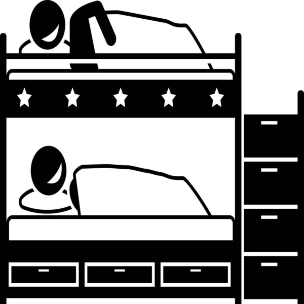 Bett Schlafzimmer Etagenbett Symbol — Stockvektor
