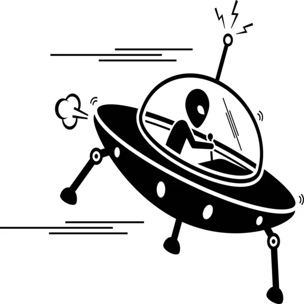 Alien Flying Saucer Icon — Stock Vector