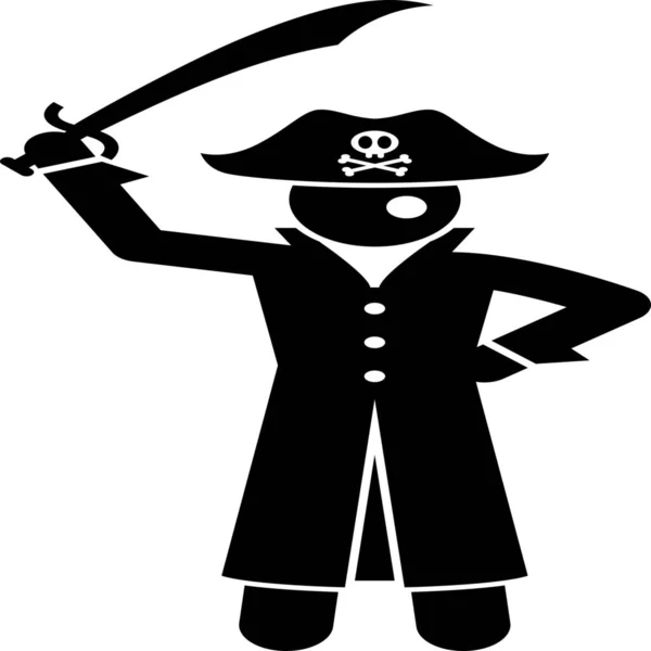 Przepaska Oko Pirat Miecz Ikona Stylu Solid — Wektor stockowy