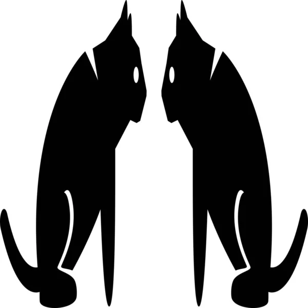 Cat Cats Facing Eachother Solid Icon Solid Style — Stock Vector