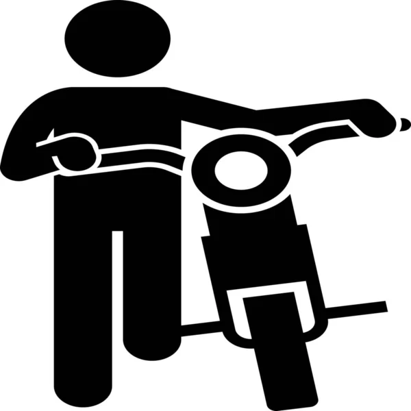 Człowiek Motocykl Ikona Motocykla Pojazdach Środki Transportu Kategorii — Wektor stockowy