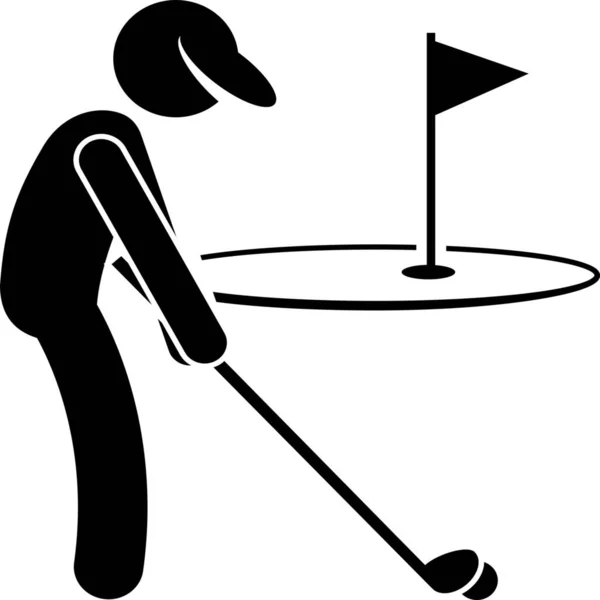 Golf Golfista Hombre Icono Estilo Sólido — Archivo Imágenes Vectoriales