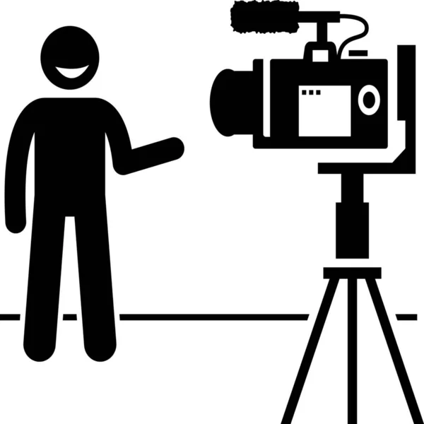 Man Inhoud Maker Youtuber Pictogram — Stockvector