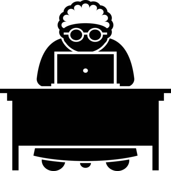 Computadora Abuela Internet Icono — Archivo Imágenes Vectoriales