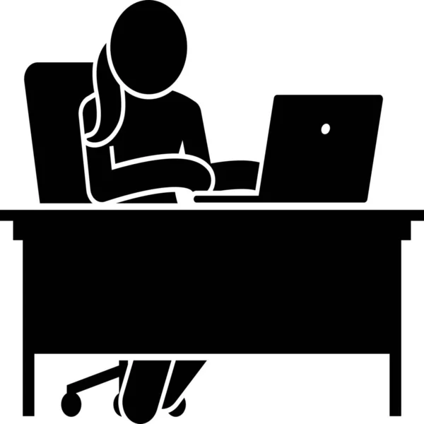 Chica Femenina Icono Internet — Vector de stock