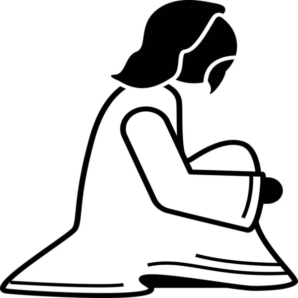 Jesus Side View Sit Icon Solid Style — 스톡 벡터
