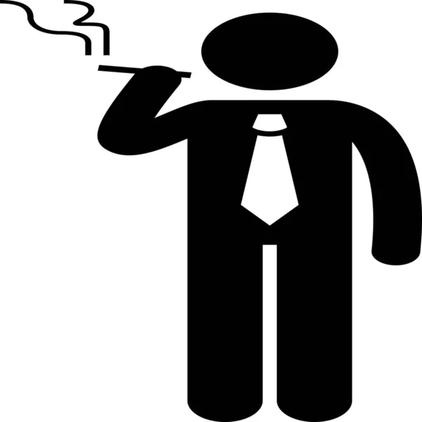 Biznesmen Człowiek Dym Ikona Solid Stylu — Wektor stockowy