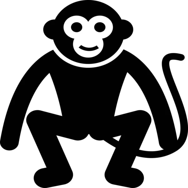 Szczęśliwa Małpa Zwierzęta Ikona Kategorii Zwierzęta — Wektor stockowy