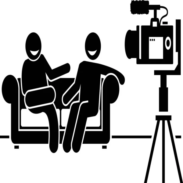 Camera Conversation Couch Icon — Stock Vector