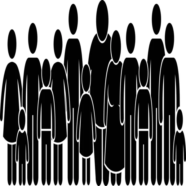 Community Crowd People Icon Solid Style — Stock Vector