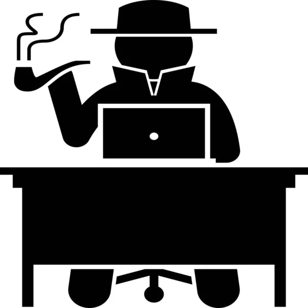 Computer Detective Onderzoeker Pictogram — Stockvector