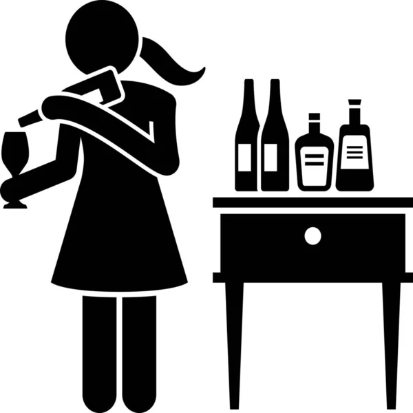 Bevanda Alcolica Donna Icona — Vettoriale Stock