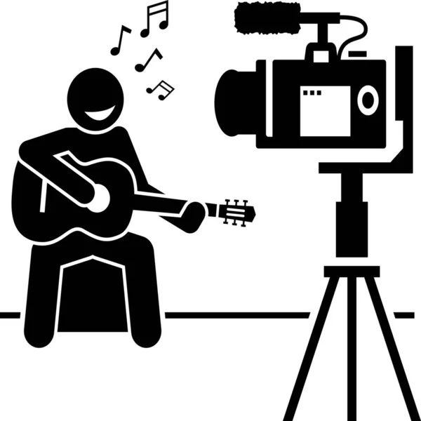 Content Creator Guitar Influencer Icon — Stock Vector