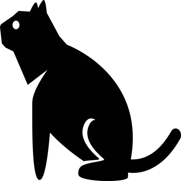 Gato Mascota Sentado Icono Estilo Sólido — Vector de stock