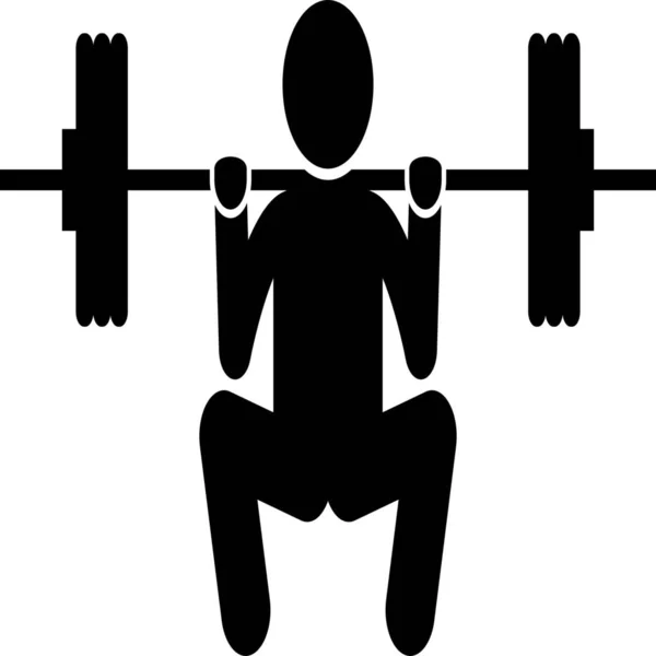 Barbell Exercices Plein Squat Icône Dans Style Plat — Image vectorielle