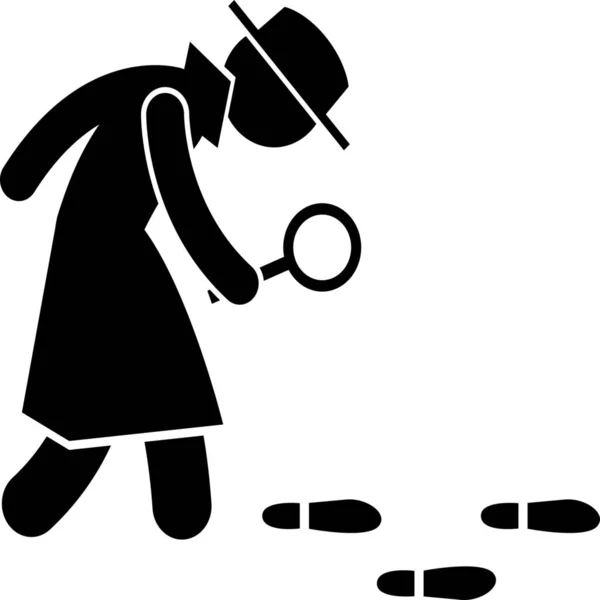 Checking Detective Footprint Icon Solid Style — Stock Vector