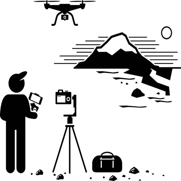Menangkap Ikon Rekaman Drone - Stok Vektor