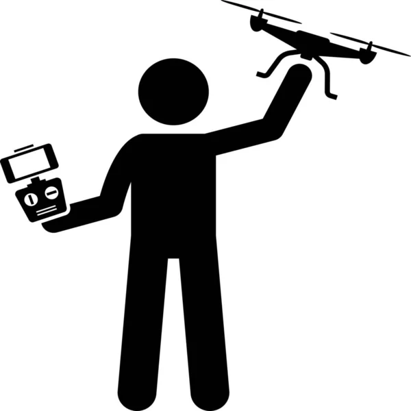 Drone Holding Hombre Icono — Archivo Imágenes Vectoriales