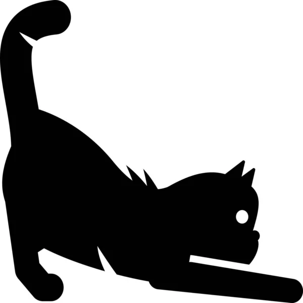 Gato Estiramiento Estiramiento Icono — Vector de stock