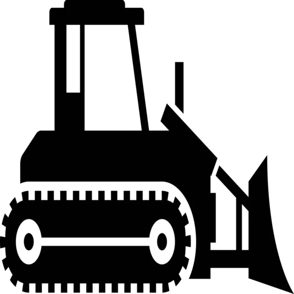 Bulldozer Construction Tractor Icon Solid Style — Stock Vector
