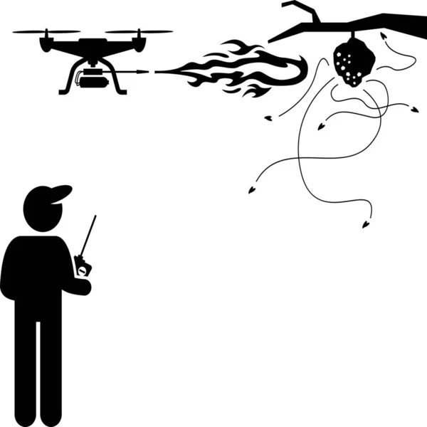 Abeja Quemar Drone Icono — Archivo Imágenes Vectoriales