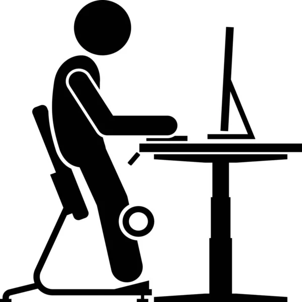 Ikona Židle Počítač Stůl — Stockový vektor
