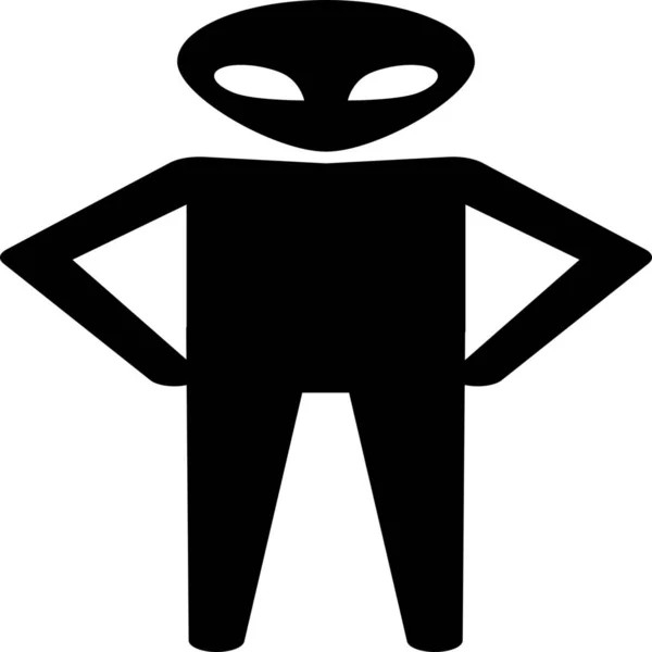 Alien Stehen Ufo Ikone — Stockvektor