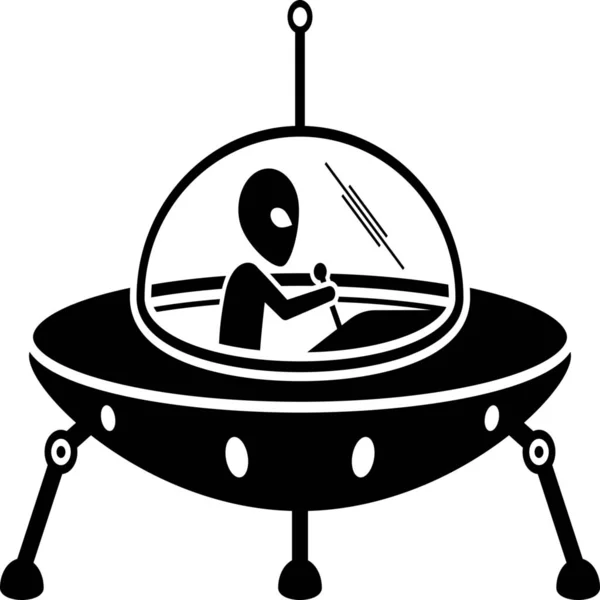 Alien Flying Saucer Ufo Icon — Stock Vector
