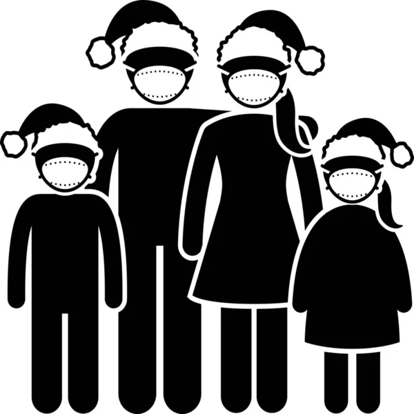 Χριστουγεννιάτικο Οικογενειακό Εικονίδιο Πανδημίας Στην Κατηγορία Coronavirus Covid — Διανυσματικό Αρχείο
